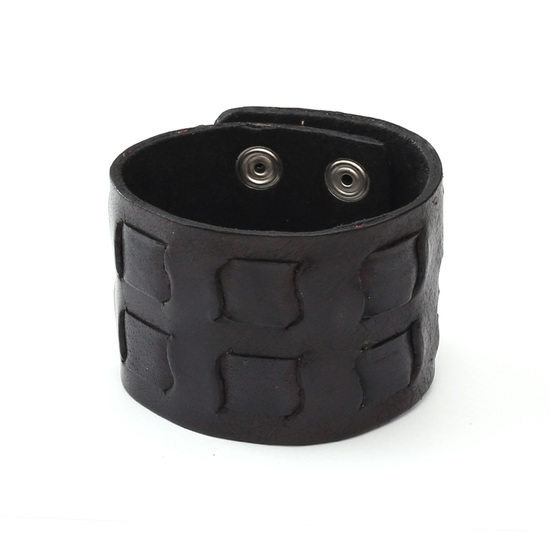 Unisex black fortress organic leather bracelet ideal for men and women