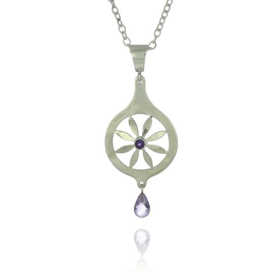 Flower Pendant with Amethyst