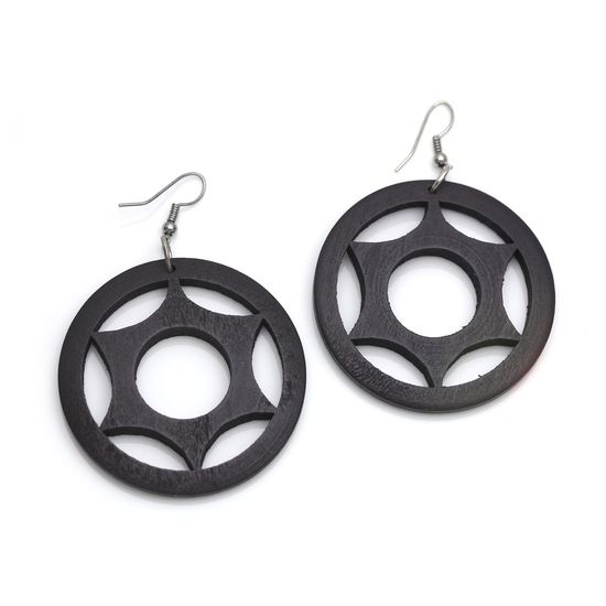 Dark Brown Star Cut Out Design Wooden Hoop Drop...