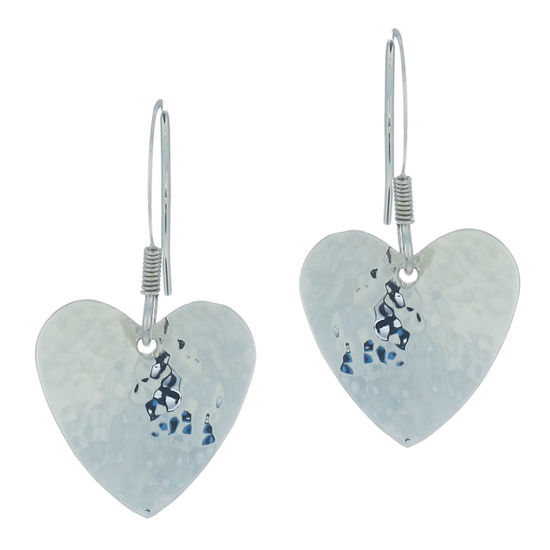 Planished Heart Drop Earrings (medium)