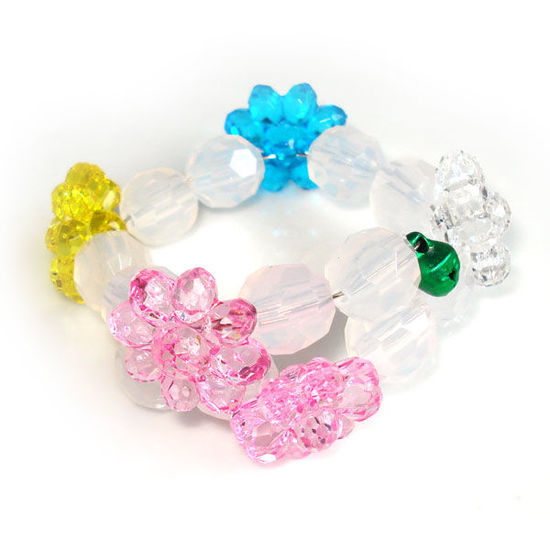 White bead with multi-coloured flower children bracelet