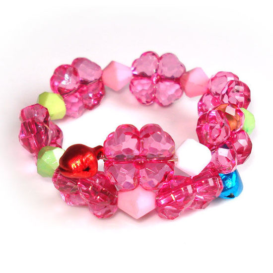 Pink four-leaf clover children bracelet