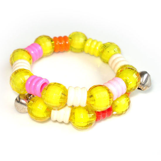 Transparent yellow bead with bell children bracelet