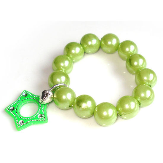 Green pearl with green star children bracelet