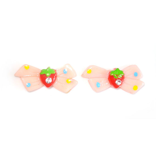 Baby-pink bow with strawberries