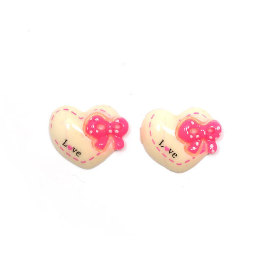 White Hearts with Pink Spotty Bows