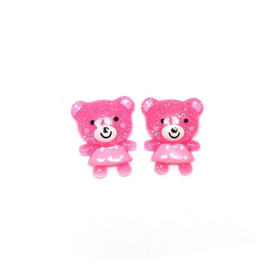 Pink bear in pink dress clip-on earrings