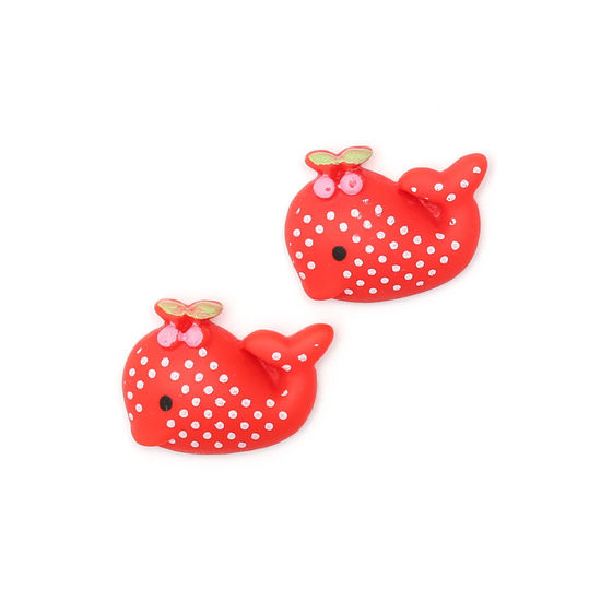 Red polka dot whale clip-on earrings