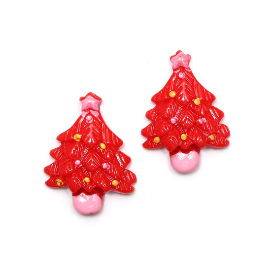 Red Christmas tree clip-on earrings