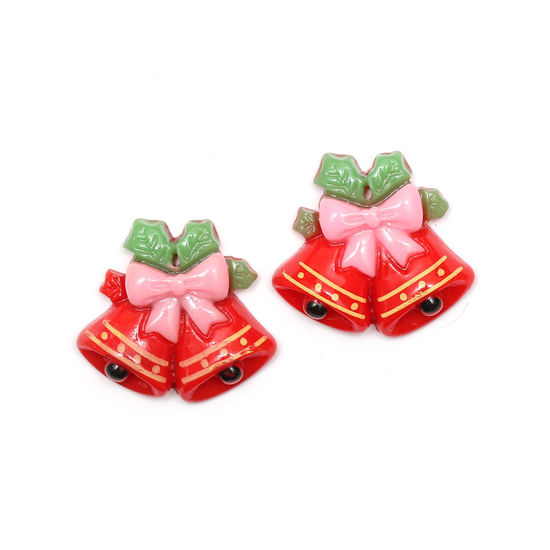 Red Christmas bells clip-on earrings