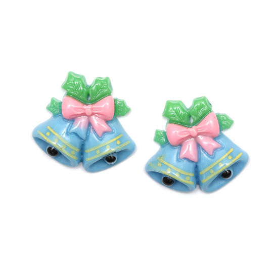 Blue Christmas bells clip-on earrings