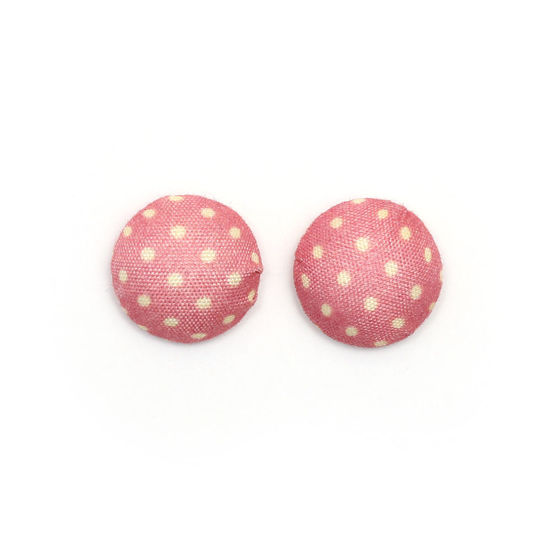 Handmade dusky pink polka dot fabric covered button...