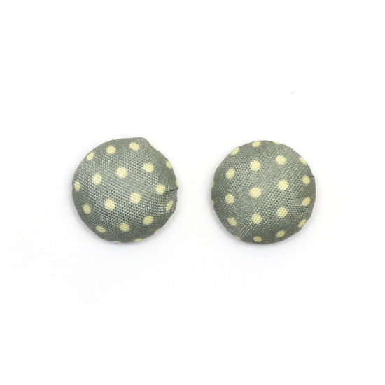 Handmade dark sea green polka dot fabric covered...