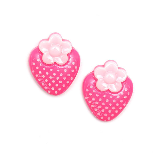 Pink polka dot strawberry clip-on earrings