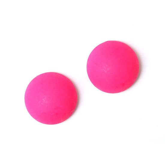 Neon pink round acrylic dome clip-on earrings for non-pierced ears 