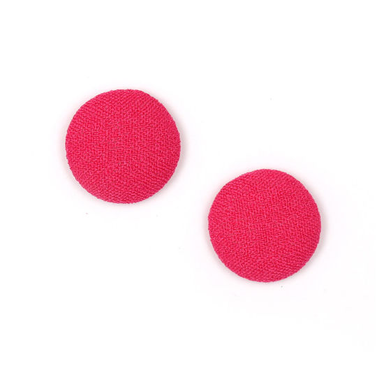 Fuchsia fabric covered button clip-on earrings