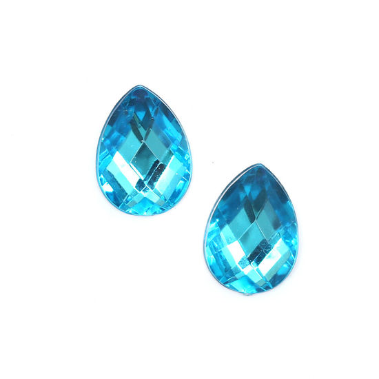 Deep sky blue faceted teardrop clip-on earrings