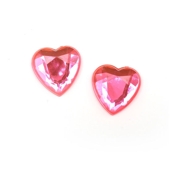 Pink faceted heart clip-on earrings