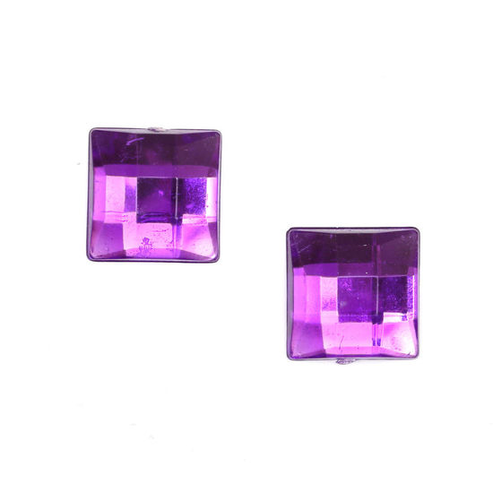 Violet faceted square clip-on earrings