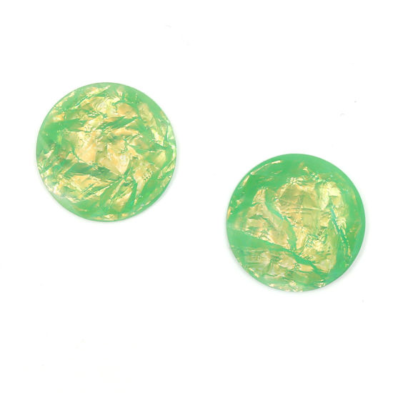 Spring Green faceted round button clip-on earrings