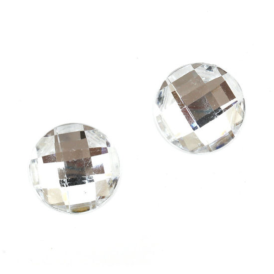 Clear faceted round button clip-on earrings