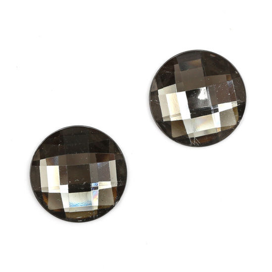 Grey faceted round button clip-on earrings
