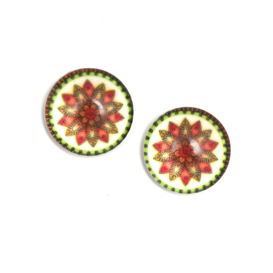 Beautiful geometric flower printed glass round...