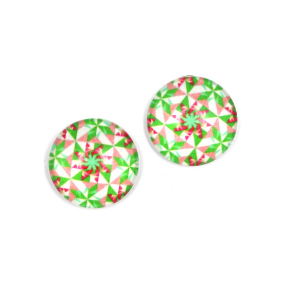 Green and pink geometric flower printed glass...