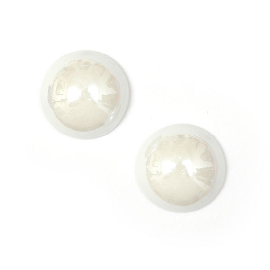 White pearlized glass flat back dome