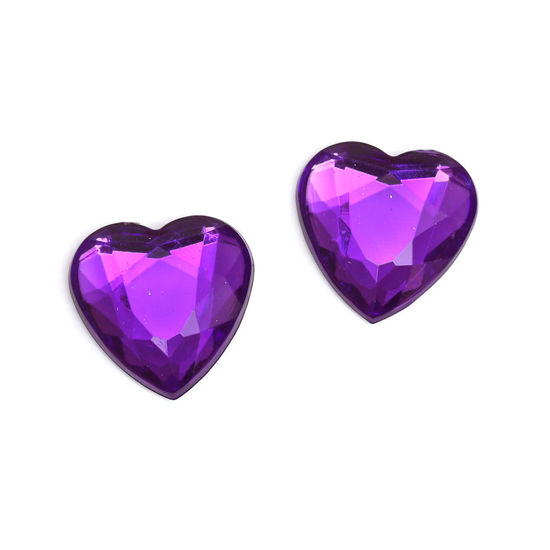 Blue Violet faceted acrylic rhinestone heart clip-on...