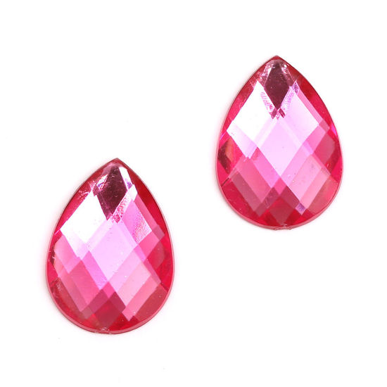 Camellia colour faceted acrylic rhinestone teardrop clip-on earrings