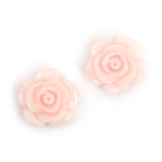 Pink rose flower with gold-tone clip earrings
