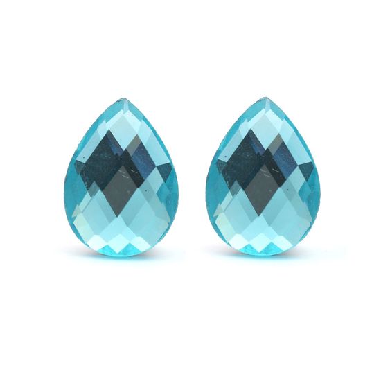 Sky Blue Faceted Glass Teardrop Clip On Earrings