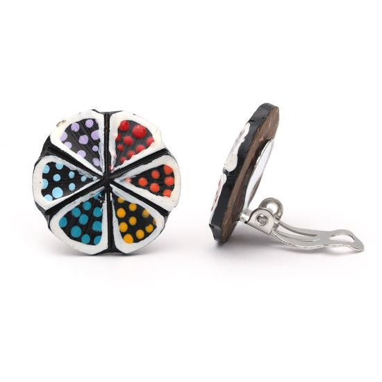 Vibrant Spotty Flower Coconut Shell Button Clip...