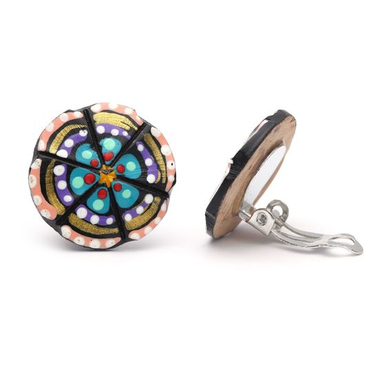 Multicoloured Spotty Flower Coconut Shell Button...