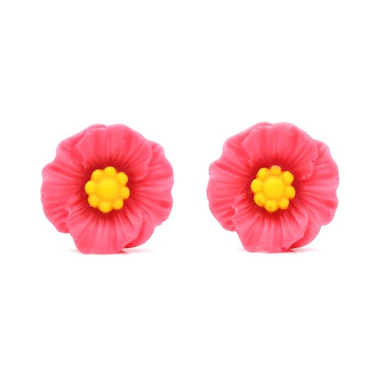 Pale Violet Red Flower Clip On Earrings