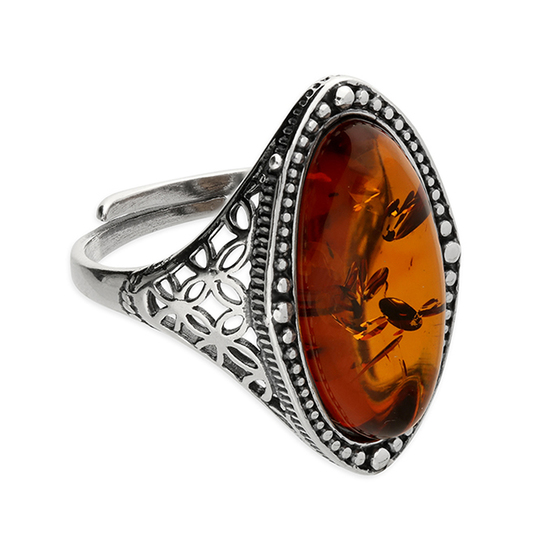 Cognac Amber Ring, Adjustable