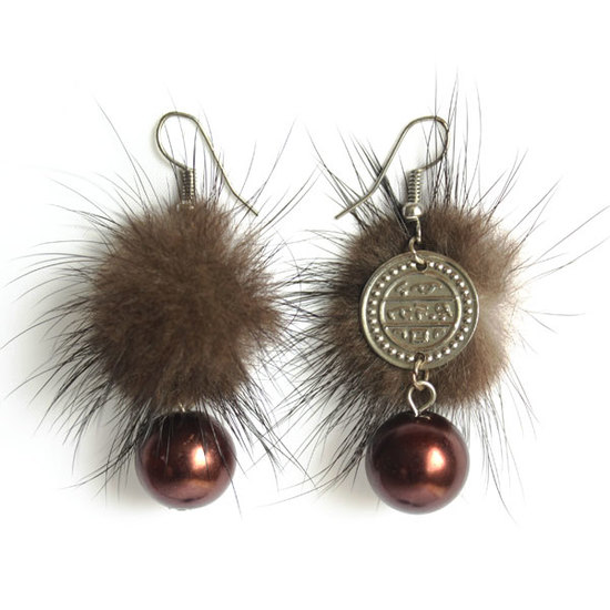 Bordeaux pearl-style puffy drop earrings