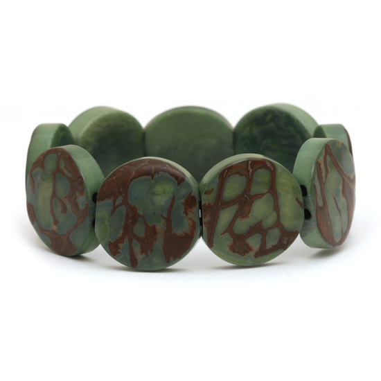 Olive vegetable ivory Tagua disc stretch handmade...