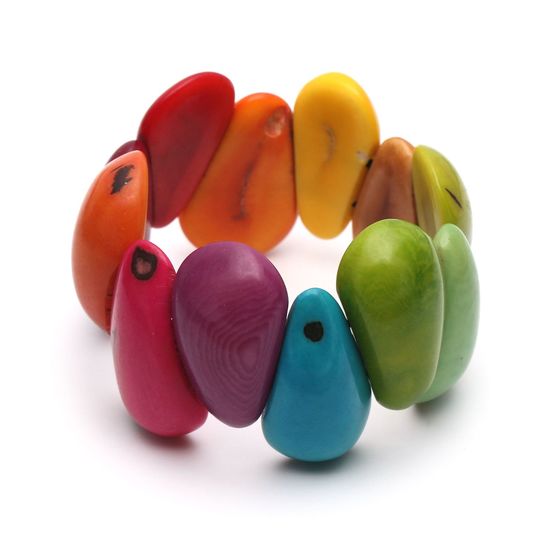 Handmade Colourful Rainbow Teardrop Shape Tagua...