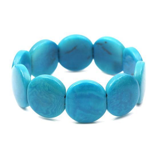 Turquoise Tagua Disc Stretch Bracelet