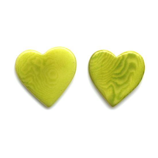Lime Green Heart Tagua Clip On Earrings