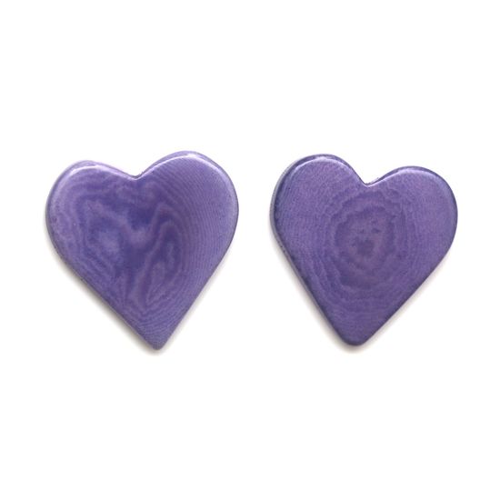Lilac Heart Tagua Clip On Earrings