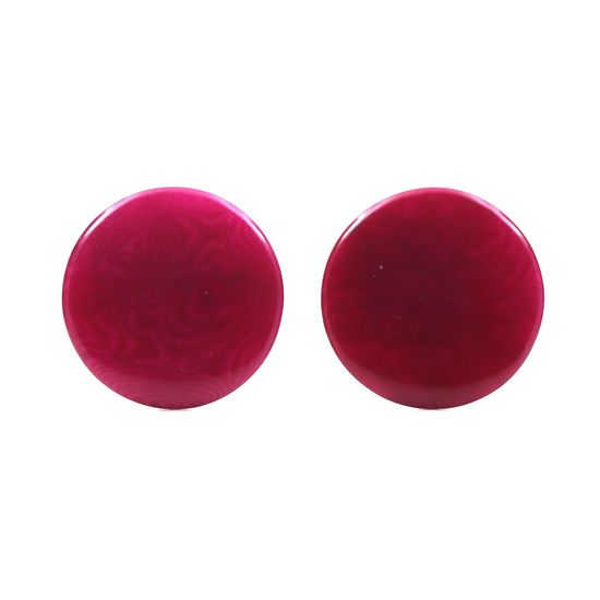 Fuchsia Disc Button Tagua Clip On Earrings