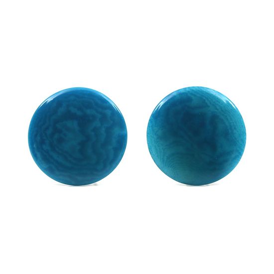 Turquoise Disc Button Tagua Clip On Earrings