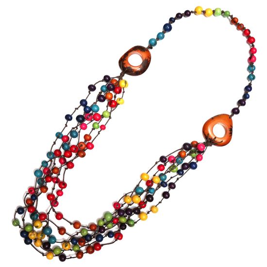 Handmade Colourful Multi-strand Acai Seed with...