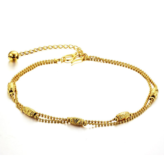18ct gold plated double ball chain and cigar bead...
