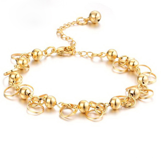 18ct gold plated ball and circle bracelet