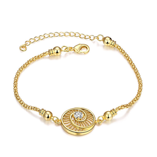 24ct gold plated with cubic zirconia spiral charm bracelet