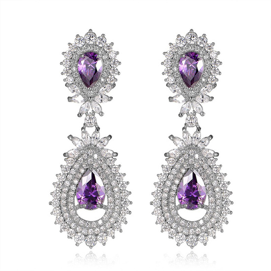 White Gold Plated Simulated Amethyst Cubic Zirconia...